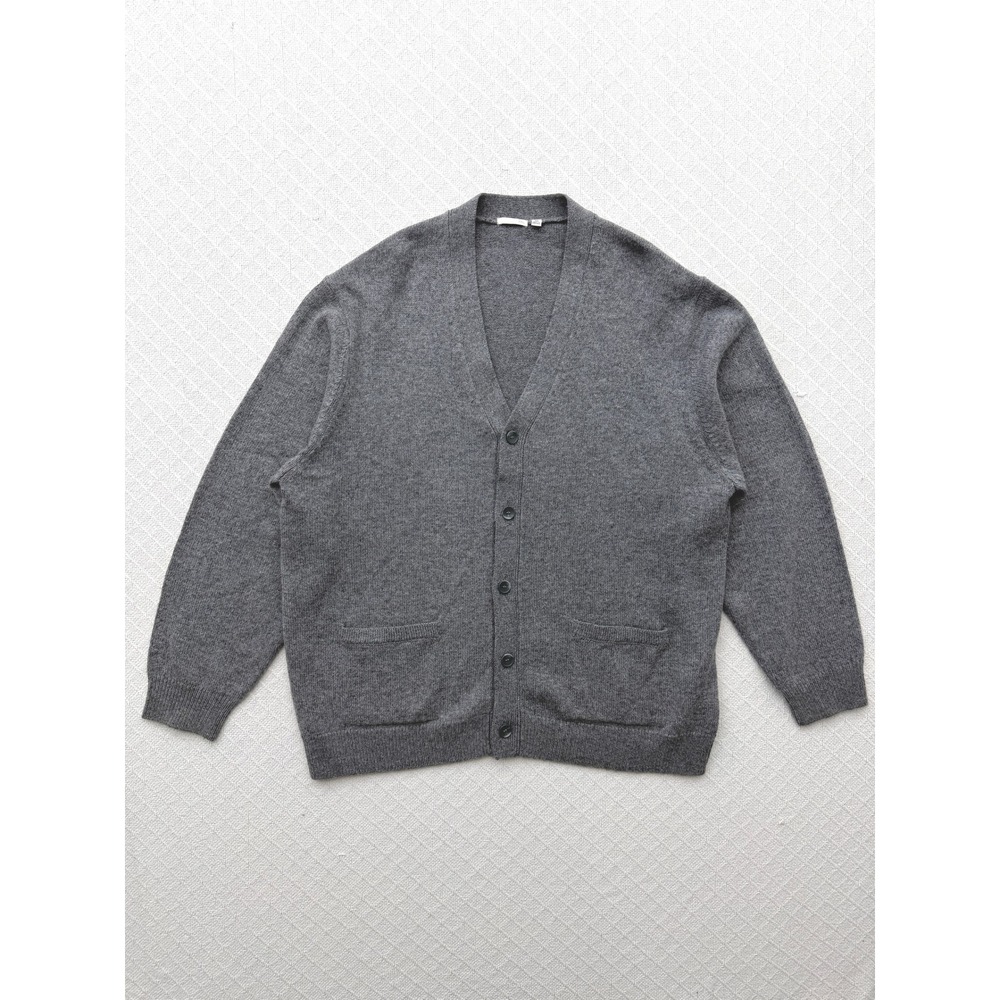 GU Wool Blend Cardigan Gray Sweater Mens XXL Button Front Pockets Minimalist